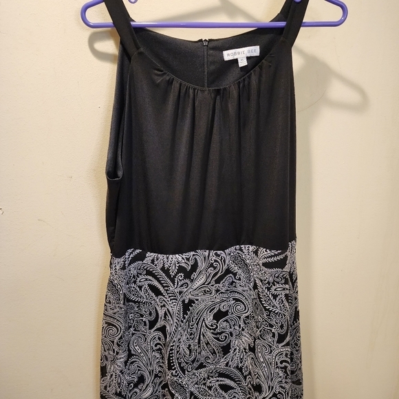 ROBI BEE women's plus size maxi sleeveless shirred neck black and white size XL - Picture 3 of 13